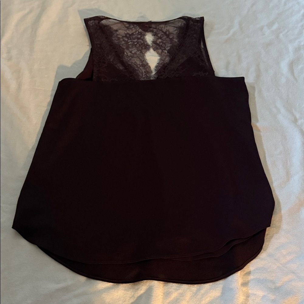 Express Burgundy Lace Trim Top - Picture 3 of 4